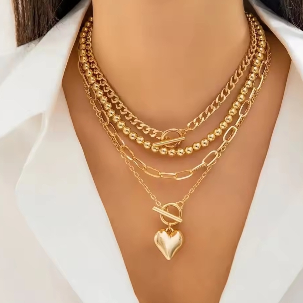 Gold Layered Heart Pendant Necklace
